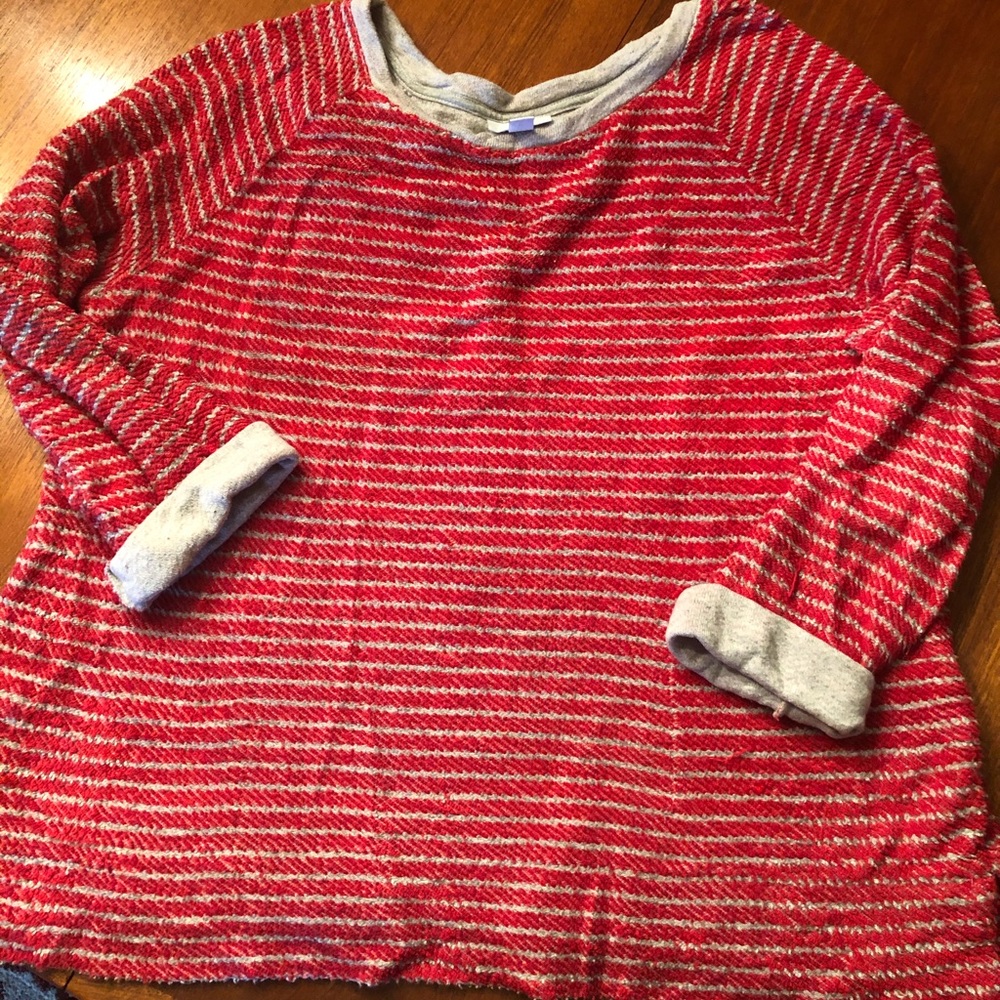 Red and white striped sweater/sweatshirt combo